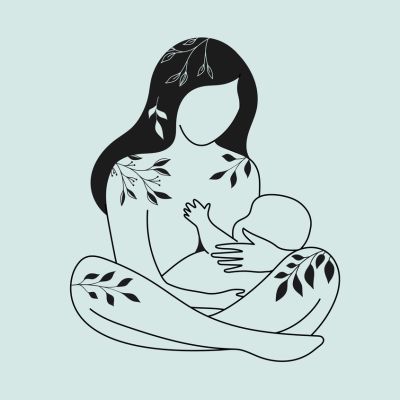 Illustration d'une maman portant son bébé contre elle