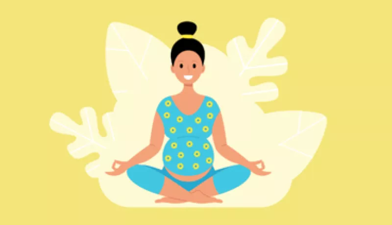 Illustration d'une sage-femme qui enseigne le yoga prénatal